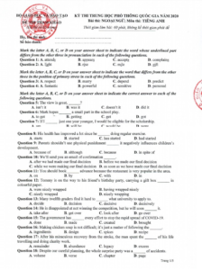 đề thi tiếng anh thpt quốc gia 2020
