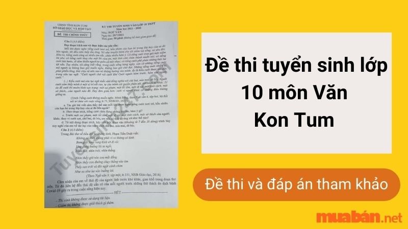 đề thi tuyển sinh lớp 10 môn văn kon tum